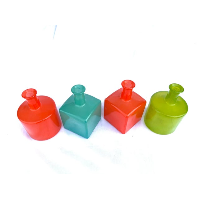Mid-Century Modern 1960s Vintage Multi Color Cased Bud Vases Set of 4 For Sale - Image 3 of 4