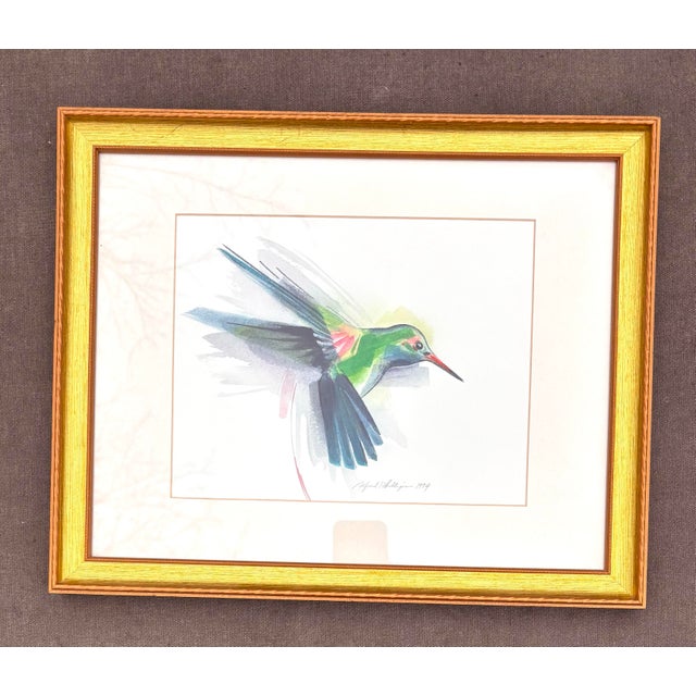 1990s Original Framed Watercolors of Hummingbirds Signed, a Pair For Sale In Louisville - Image 6 of 12