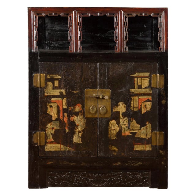 Chinese Qing Dynasty Period 19th Century Cabinet with Original Brown Lacquer For Sale - Image 13 of 13