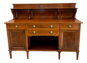Large Antique Edwardian Mahogany Inlaid Sideboard, 1900
