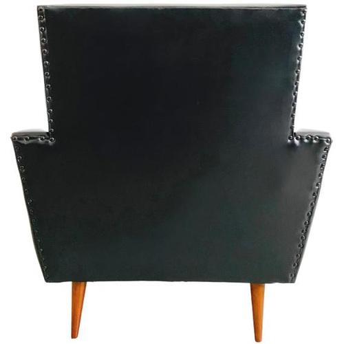 Mid-Century Danish Armchair in Black Skai, 1960s For Sale - Image 14 of 18