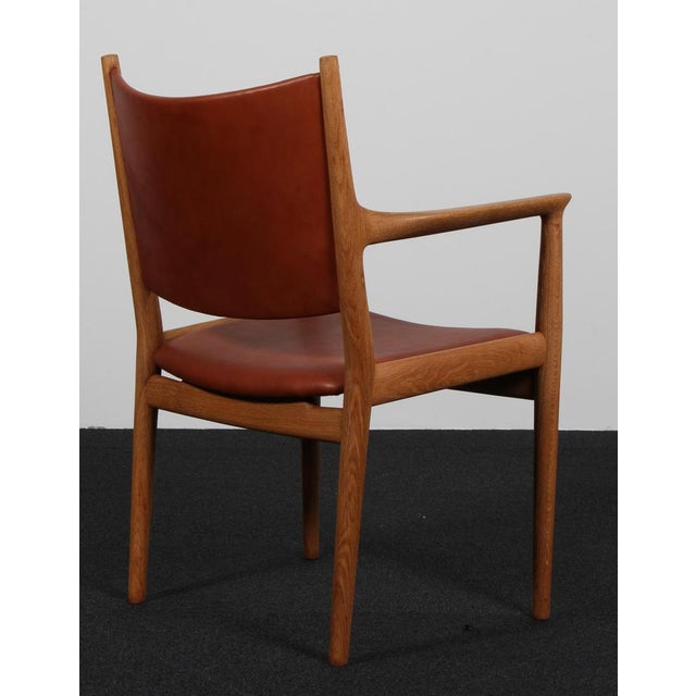 Brown Model JH513 Armchair in Oak and Leather attributed to Hans J. Wegner, 1960s For Sale - Image 8 of 10
