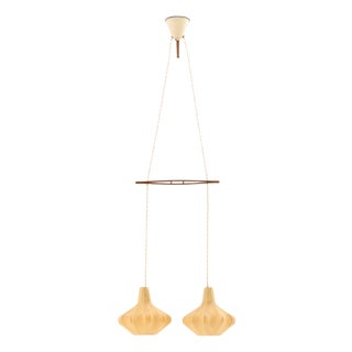 Ceiling Lamp in Plastic and Teak, 1950s For Sale