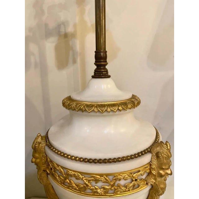 19th Century Marble and Bronze Table Lamp With Custom Shade, French For Sale - Image 11 of 12