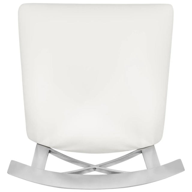 35''H Stainless Steel Cross Back Counter Stool in White & Chrome For Sale In Philadelphia - Image 6 of 11