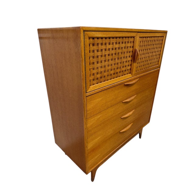 Mid-Century Modern Mid-Century Modern Lane Perception Blonde Oak High Chest For Sale - Image 3 of 9