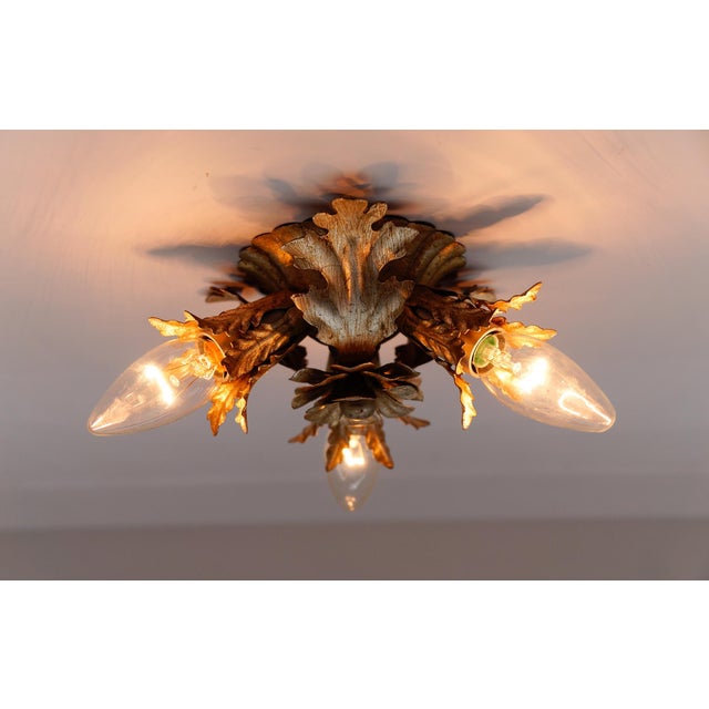 Silver Florentine Ceiling Lamp by Banci Firenze, Italy, 1960s For Sale - Image 8 of 9