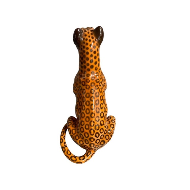 2000 - 2009 Vintage Italian Glazed Ceramic Leopard Statue For Sale - Image 5 of 12