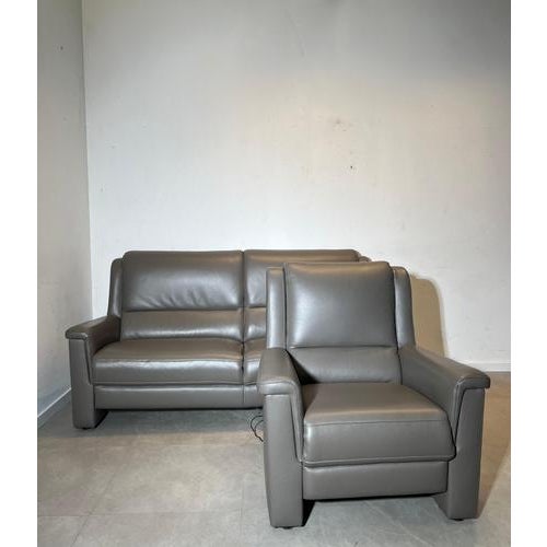 Modern Leather Sofa and Lounge Chair, Set of 2 For Sale - Image 6 of 6