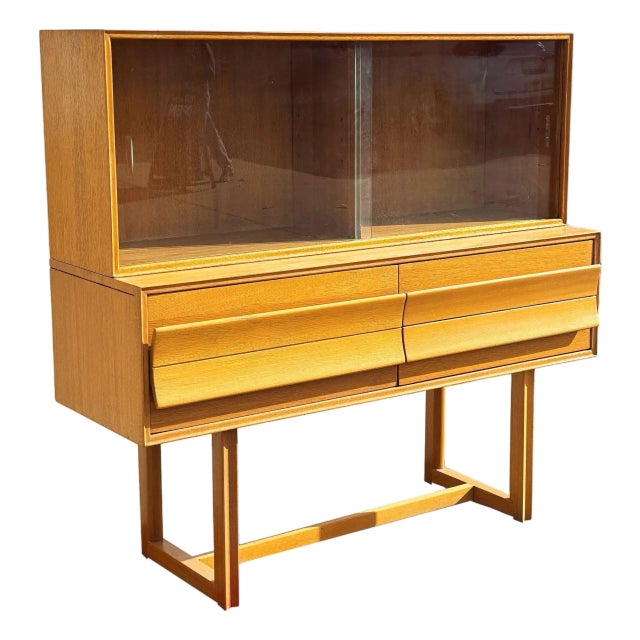 1950s Blonde Birch Buffet W/ China Cabinet by Paul Laszlo for Brown Saltman For Sale