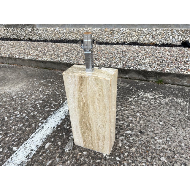 1970s Italian Modern Travertine and Chrome Lamp by Romeo Rega For Sale - Image 12 of 12