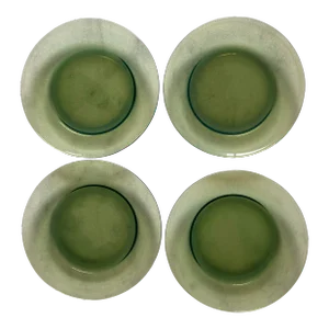 Set of 4 Vintage Green Glass Lunch or Salad Plates