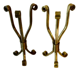 Solid Brass Stands or Object Holders with Wrapped Brass Cord - Set of 2