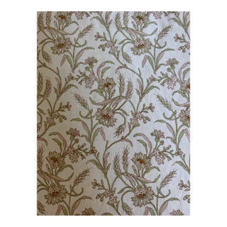 Raoul Textiles Oyster Linen Fabric - Cecile / Sprout Hand Printer 2 1/3 Yds For Sale
