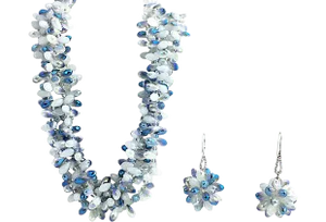 Faceted Blue Crystal Necklace & Earrings