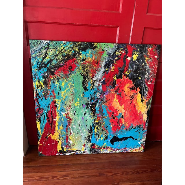 Motivated Seller: Vintage Abstract Expressionist Acrylic Painting For Sale In Cincinnati - Image 6 of 6