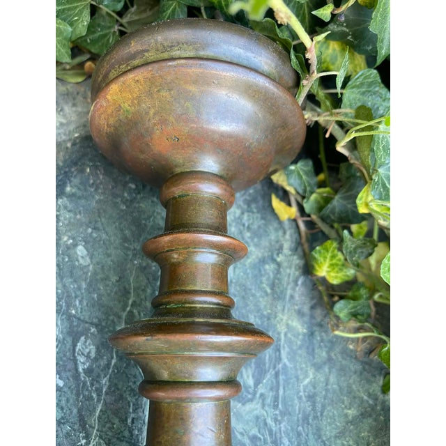 A Pair of Bronze Pricket Candlesticks Circa 1500 For Sale - Image 9 of 9