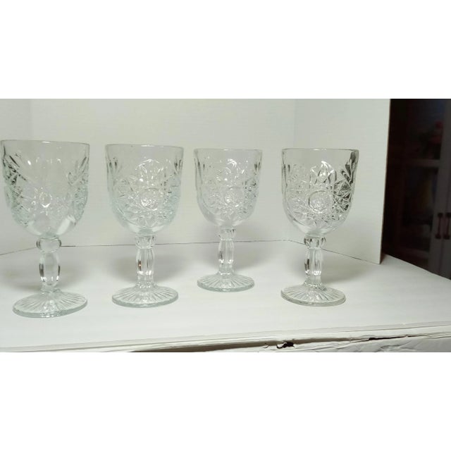 2000 - 2009 2000s Hobstar by Libbey Glass Company Water Goblets- Set of 4 For Sale - Image 5 of 6