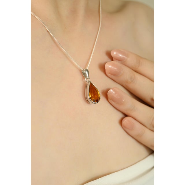 Modern Citrine Gemstone Charm Pendant by Carat&her For Sale - Image 4 of 10