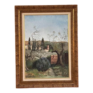 Custom Framed Original Tuscan Landscape Oil on Linen by Yuris, 2002 For Sale