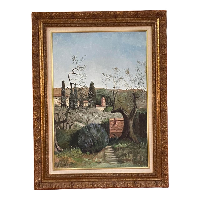 Custom Framed Original Tuscan Landscape Oil on Linen by Yuris, 2002 For Sale