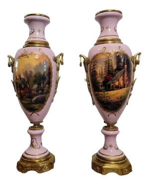 Monumental 19th Century French Empire Sèvres Style Urns - a Pair