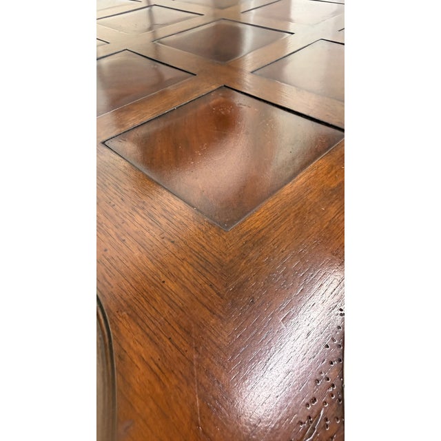 Wood Marge Carson Oversized 57” Scalloped Square Coffee Table For Sale - Image 7 of 10