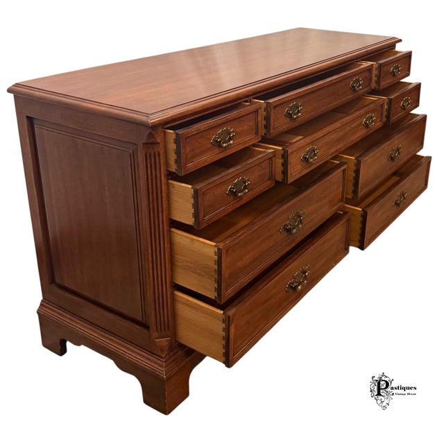 Brown Vintage Davis Cabinet Company Traditional French County Style Walnut Dresser For Sale - Image 8 of 11