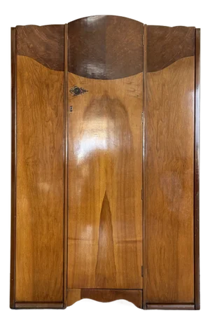 Vintage Art Deco 1940's Burl Wood Armoire Dresser