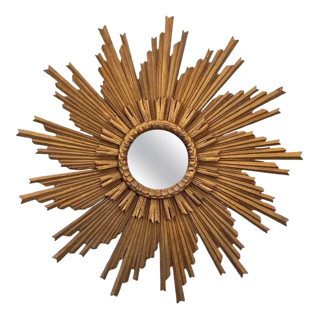 Large French Gilt Starburst or Sunburst Mirror (Diameter 45 1/2) For Sale