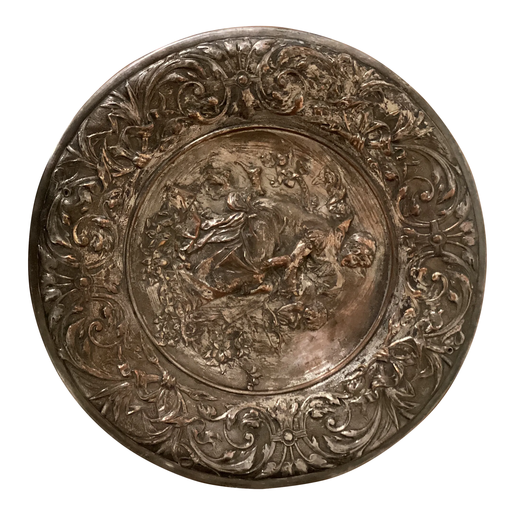 Ellington & Co. Victorian Neoclassical Silver on Cooper Tray