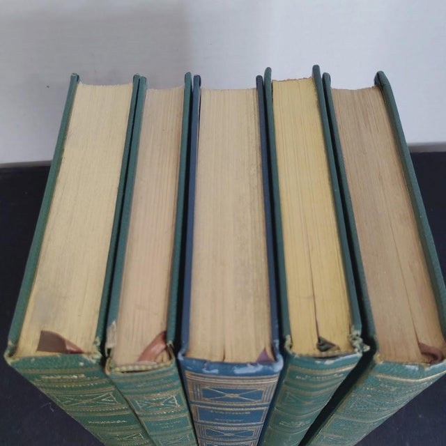 Mid 20th Century Vintage International Collectors Library Classic Novels Green Leather Bound Gold Gilt Trim Set of 5 Books For Sale - Image 5 of 9