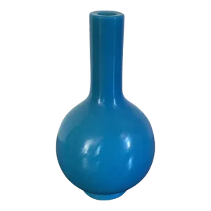 19th Century Chinese Turquoise Peking Glass Bottle Shape Vase