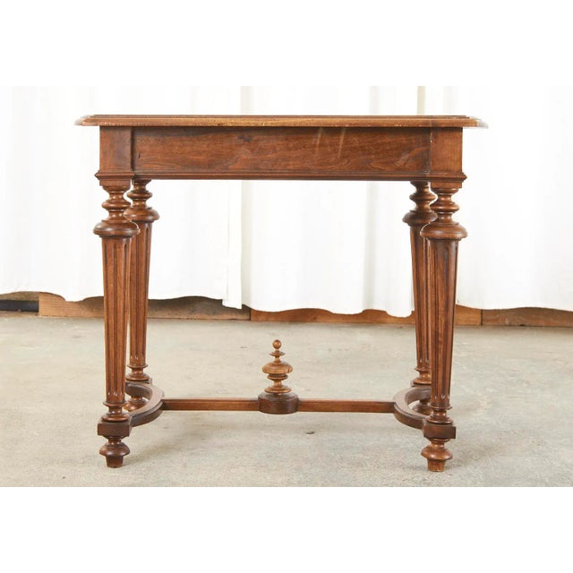 French Louis XIV Style Walnut Writing Table Desk For Sale - Image 12 of 13