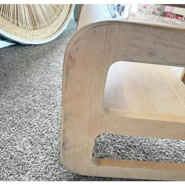 Mid Century Modern Oak Side Tables With Smoked Glass Top by Lou Hodges - A Pair For Sale - Image 10 of 12
