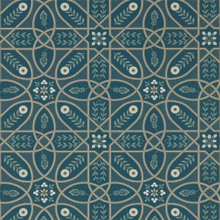 Morris & Co Brophy Trellis Wallpaper in Deep Teal For Sale