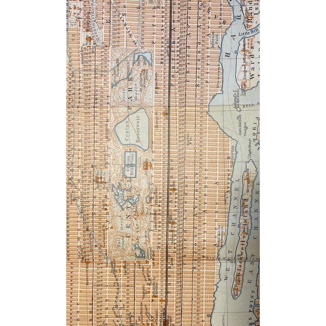 Traditional 1909 Antique New York Map of Manhattan For Sale - Image 3 of 4