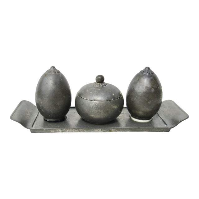 1930s Just Andersen Pewter Table Setting - Set of 4 Pieces For Sale