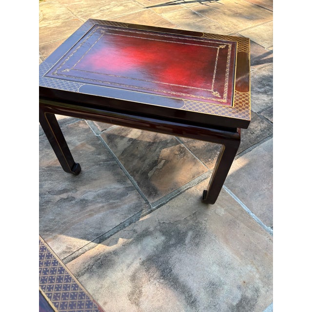 Mid-Century Modern Pair 1940s Midcentury Asian Inspired Cocktail Tables in Moderne Style For Sale - Image 3 of 5