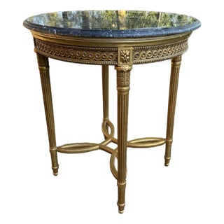 19th C French Louis XVI Gilt Beech Marble Side Table 1Pc For Sale