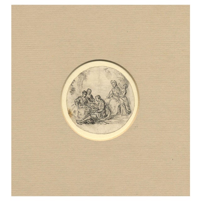 Circle of Jean-Honoré Fragonard, Gathering with Young Lovers, 18th Century, Watercolour, Framed For Sale