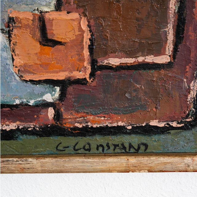 Textile Mid Century Modern Oil Painting George Constant Art Abstract Original Signed '66 For Sale - Image 7 of 12