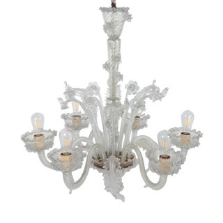 Six-Arm Venetian Murano Chandelier. Restored For Sale