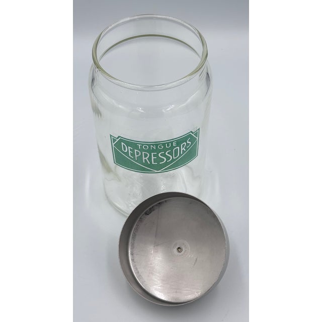 Art Deco Kalon Profex Medical Apothecary Glass Tongue Depressors Storage Jar W/Lid For Sale - Image 3 of 7