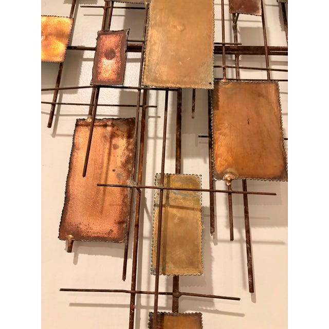 Vintage 70's Brutalist Metal Cityscape Sculpture Wall Hanging 45" W X 36" T For Sale - Image 4 of 8