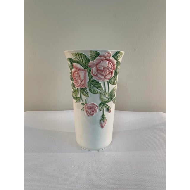 A gorgeous Mid-Century Italian Majolica Vase marked "Made in Italy" and numbered on bottom. This large vase features a...