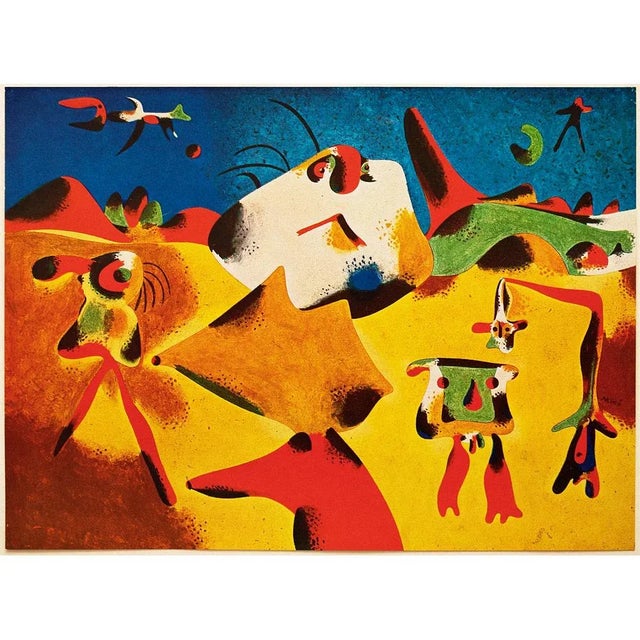 1947 After Juan Miró, "Characters, Mountain, Sky, Star and Birds" First Edition Period Parisian Lithograph For Sale In Dallas - Image 6 of 8