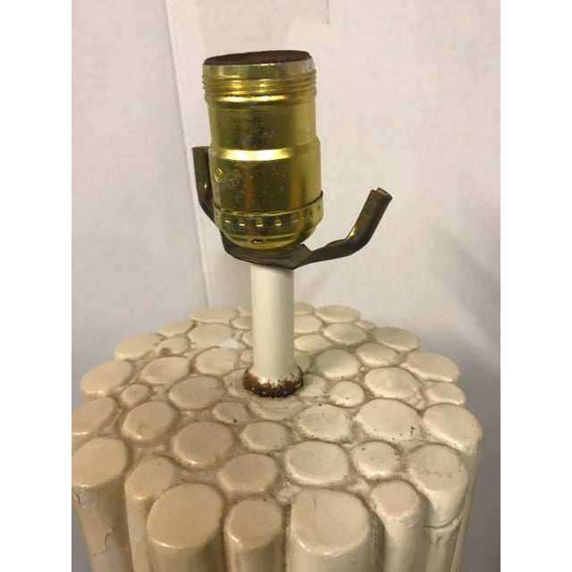 White 1970s Mid-Century Ceramic Faux Bamboo Lamps - a Pair For Sale - Image 8 of 12