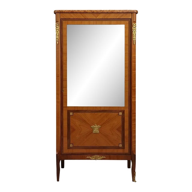 Antique Louis XVI Style Mirrored Vitrine Display Cabinet For Sale