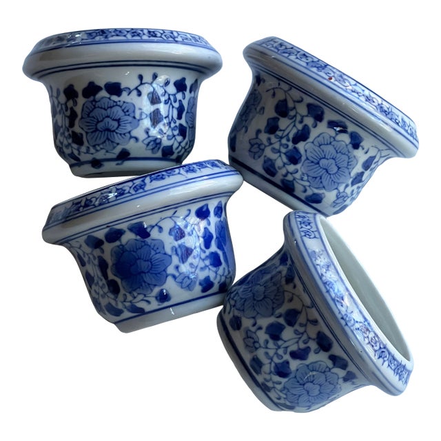 Chinoiserie Blue and White Tea Light Candle Holders For Sale